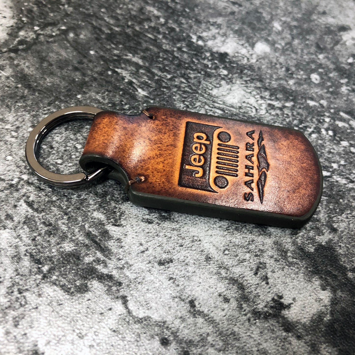 Handmade Jeep Sahara Leather Keychain – Brown