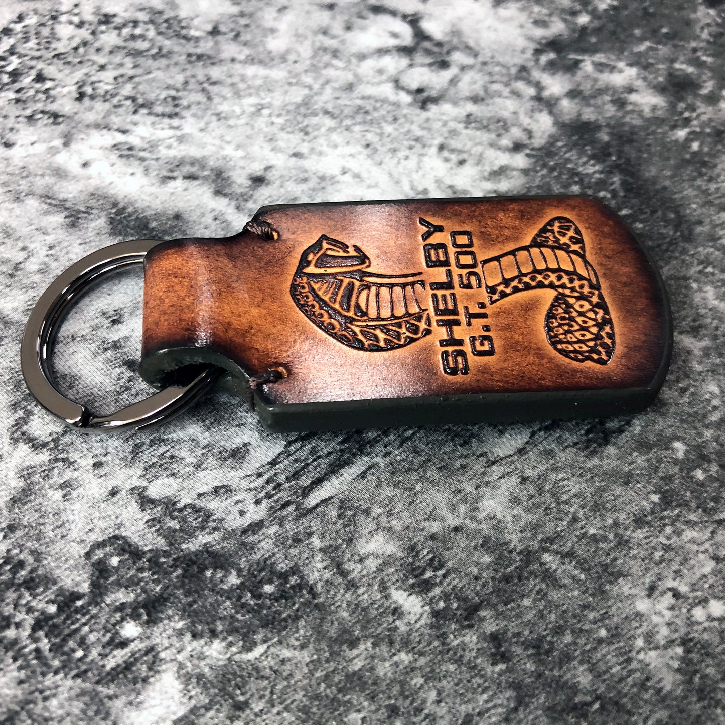 Shelby Gt500 Leather Keychain – Brown