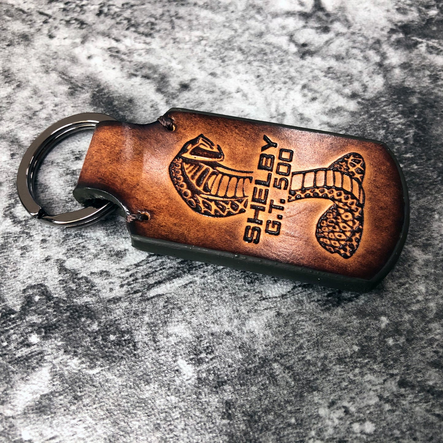 Shelby Gt500 Leather Keychain – Brown