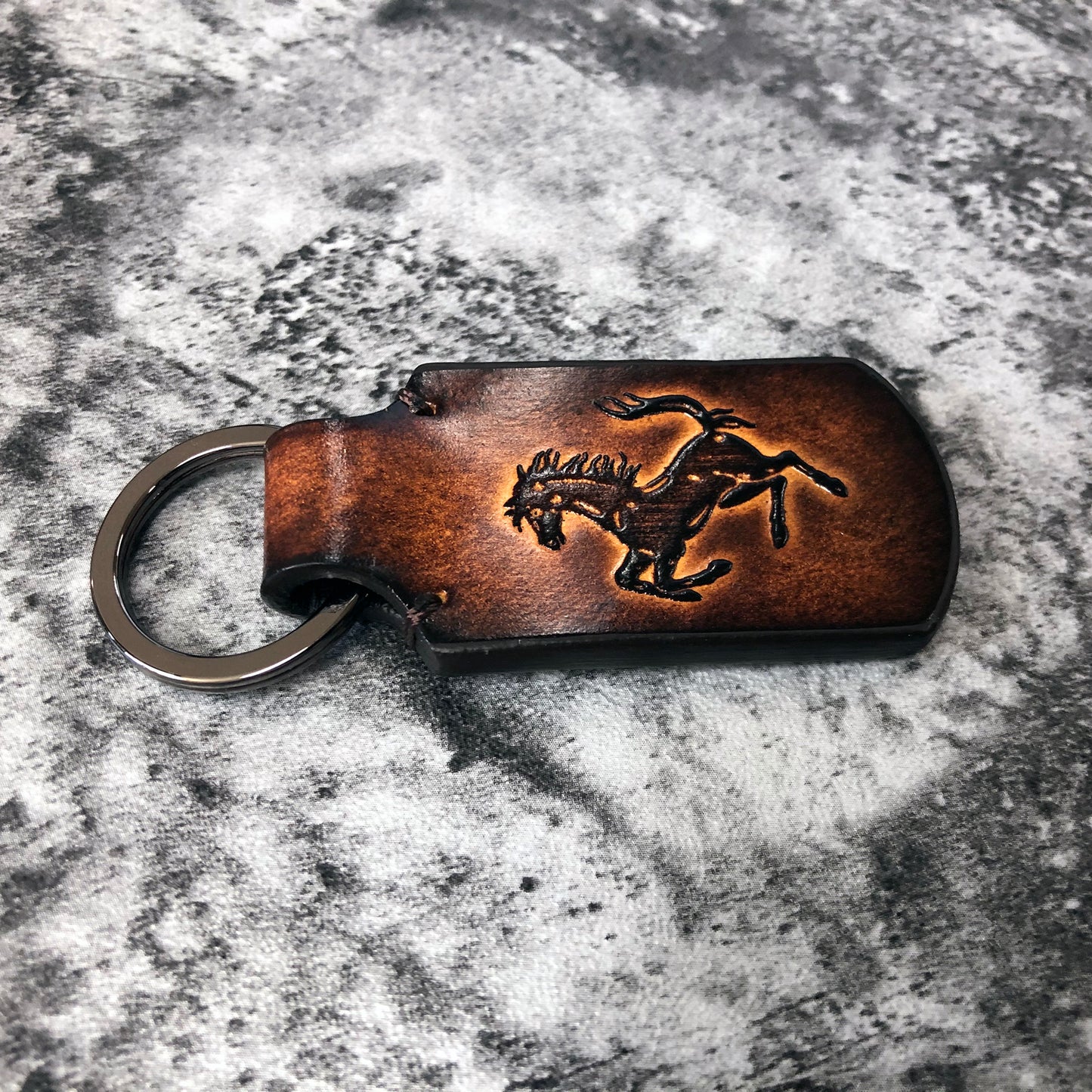 Ferrari Logo Handmade Leather Keychain – Brown