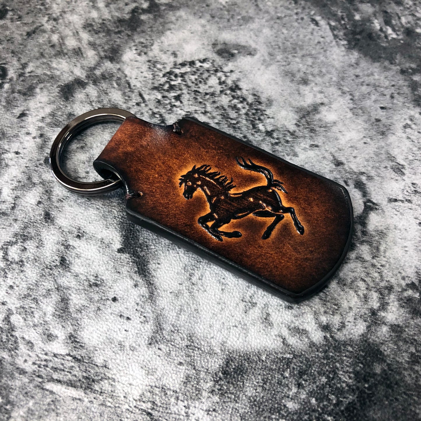 Ferrari Logo Handmade Leather Keychain – Brown