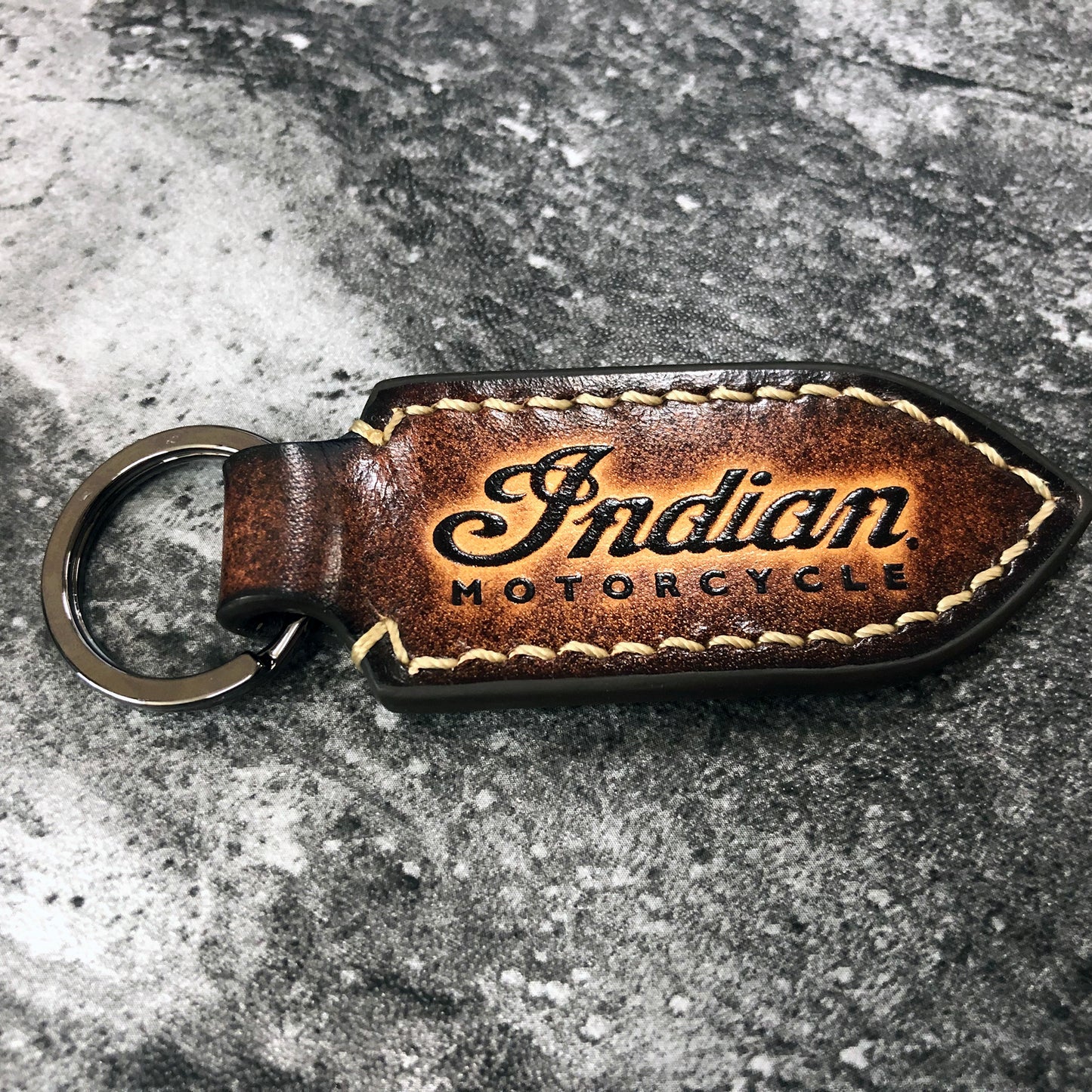 Indian Motorcycle Leather Keychain – Pointed Brown