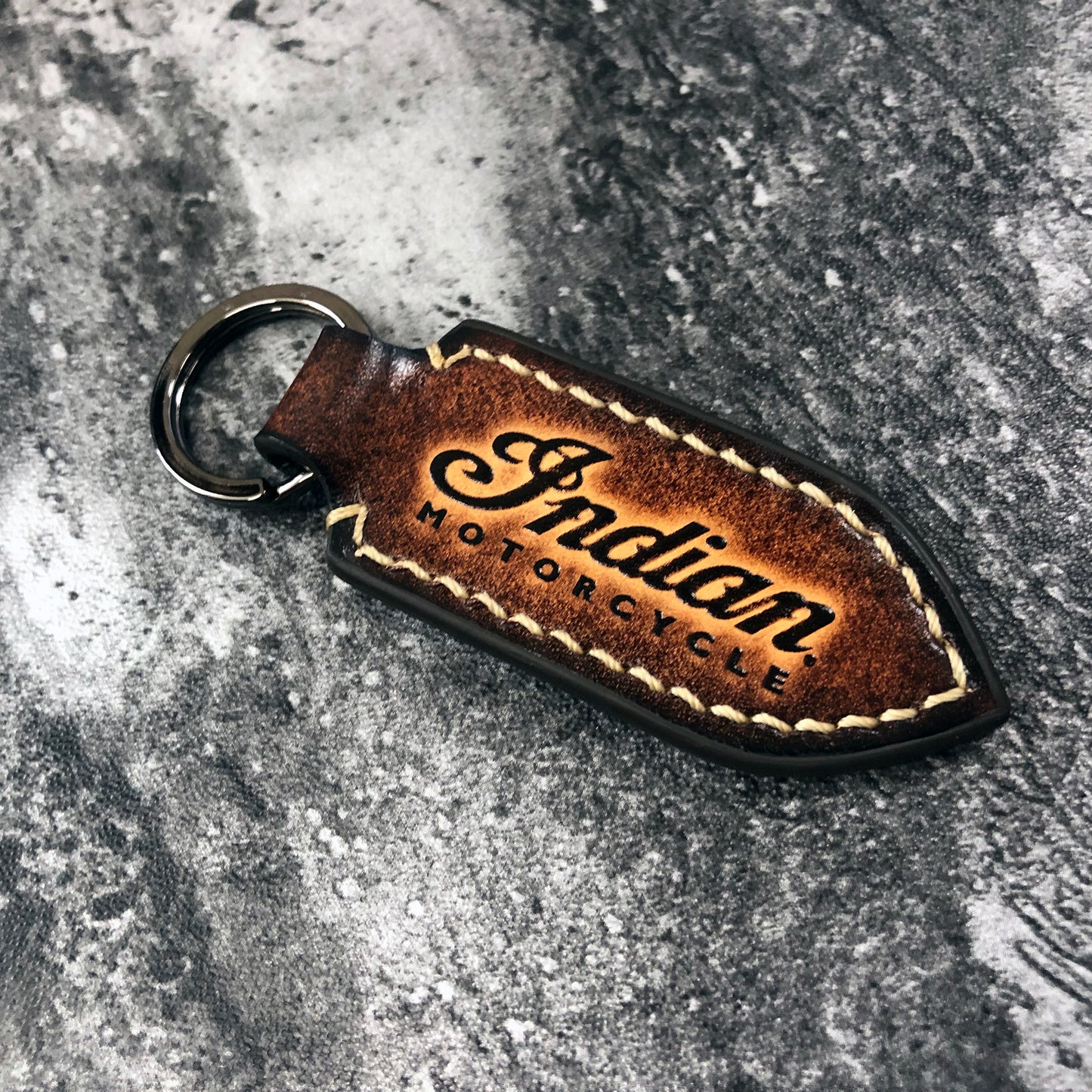 Indian Motorcycle Leather Keychain – Pointed Brown