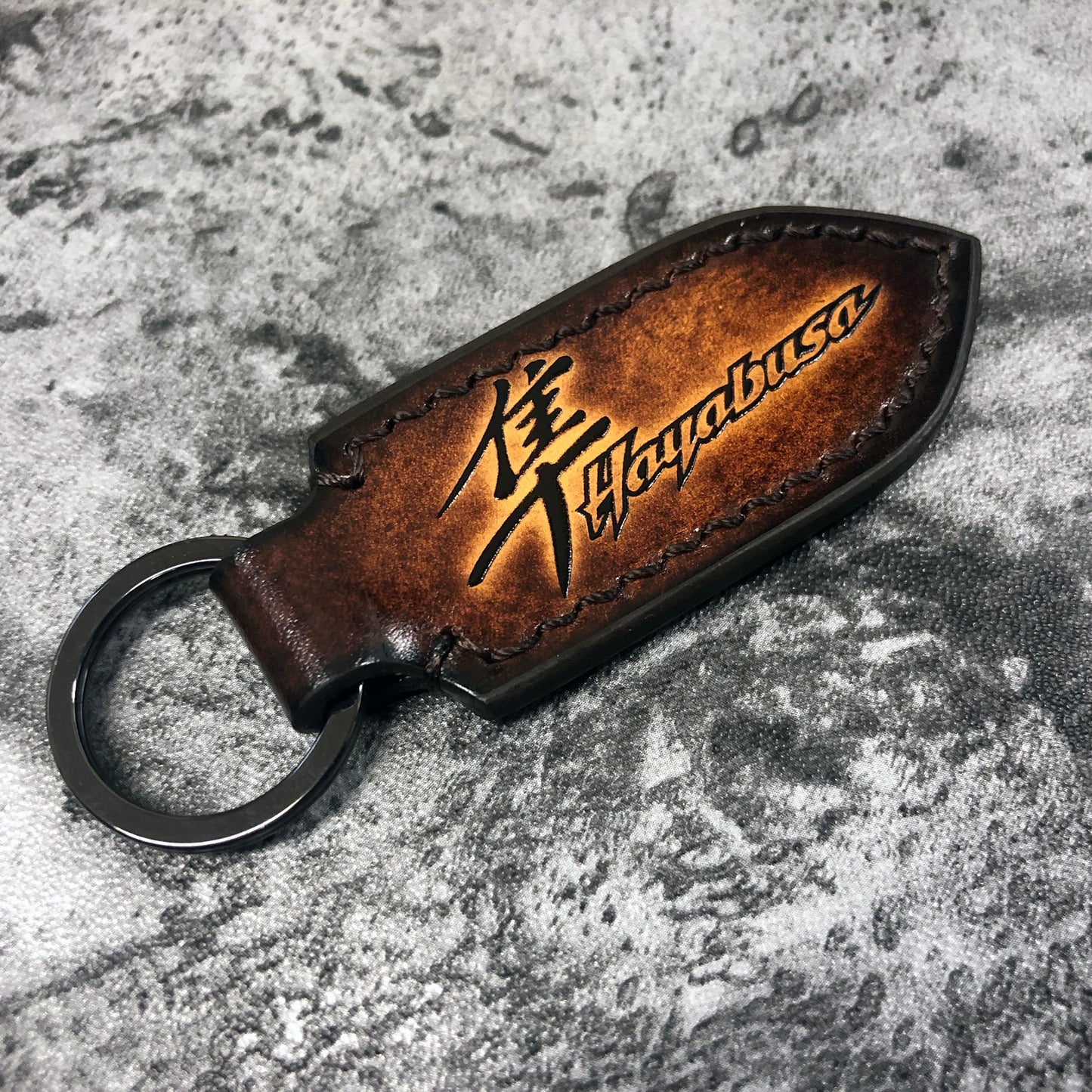 Handmade Hayabusa Leather Keychain – Brown