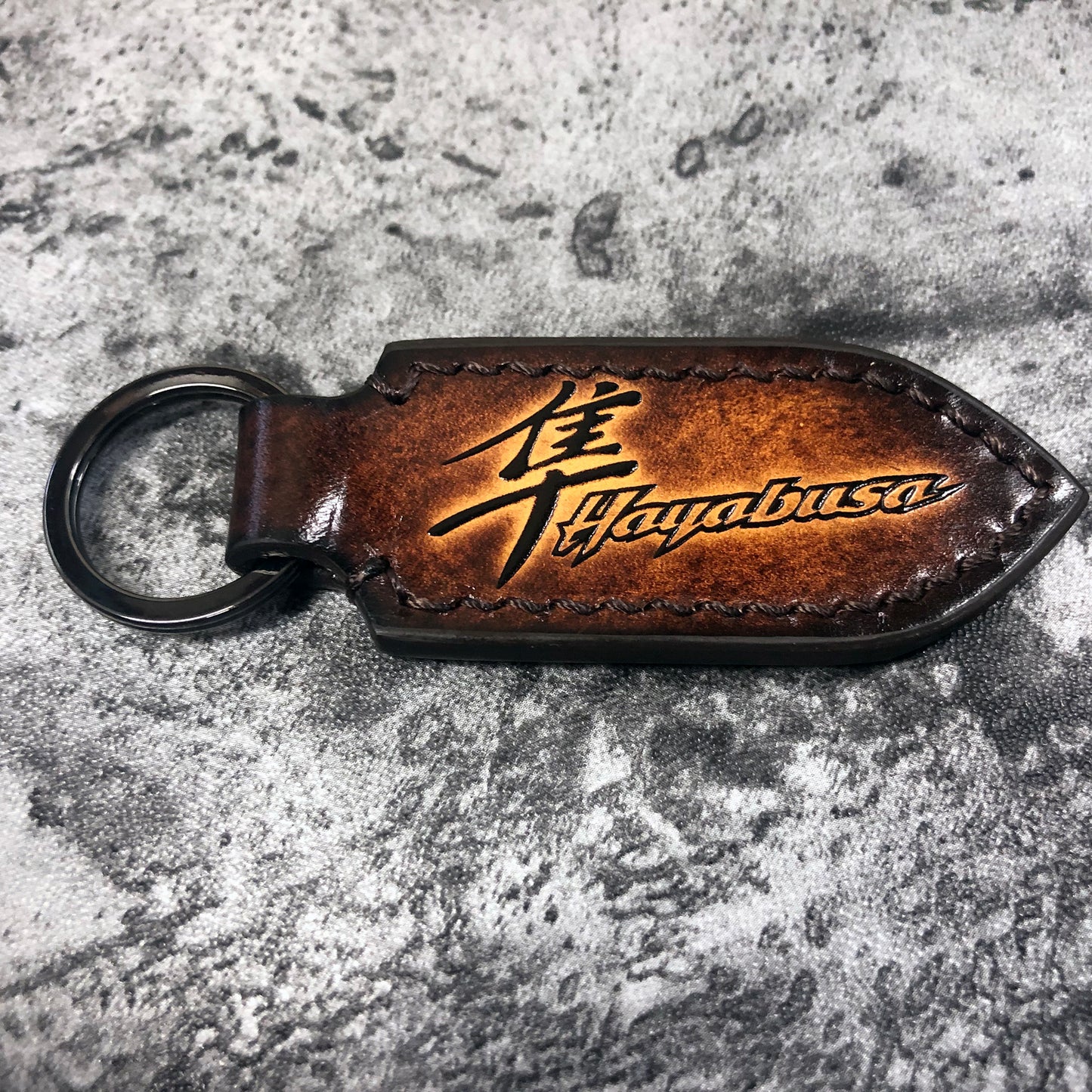 Handmade Hayabusa Leather Keychain – Brown