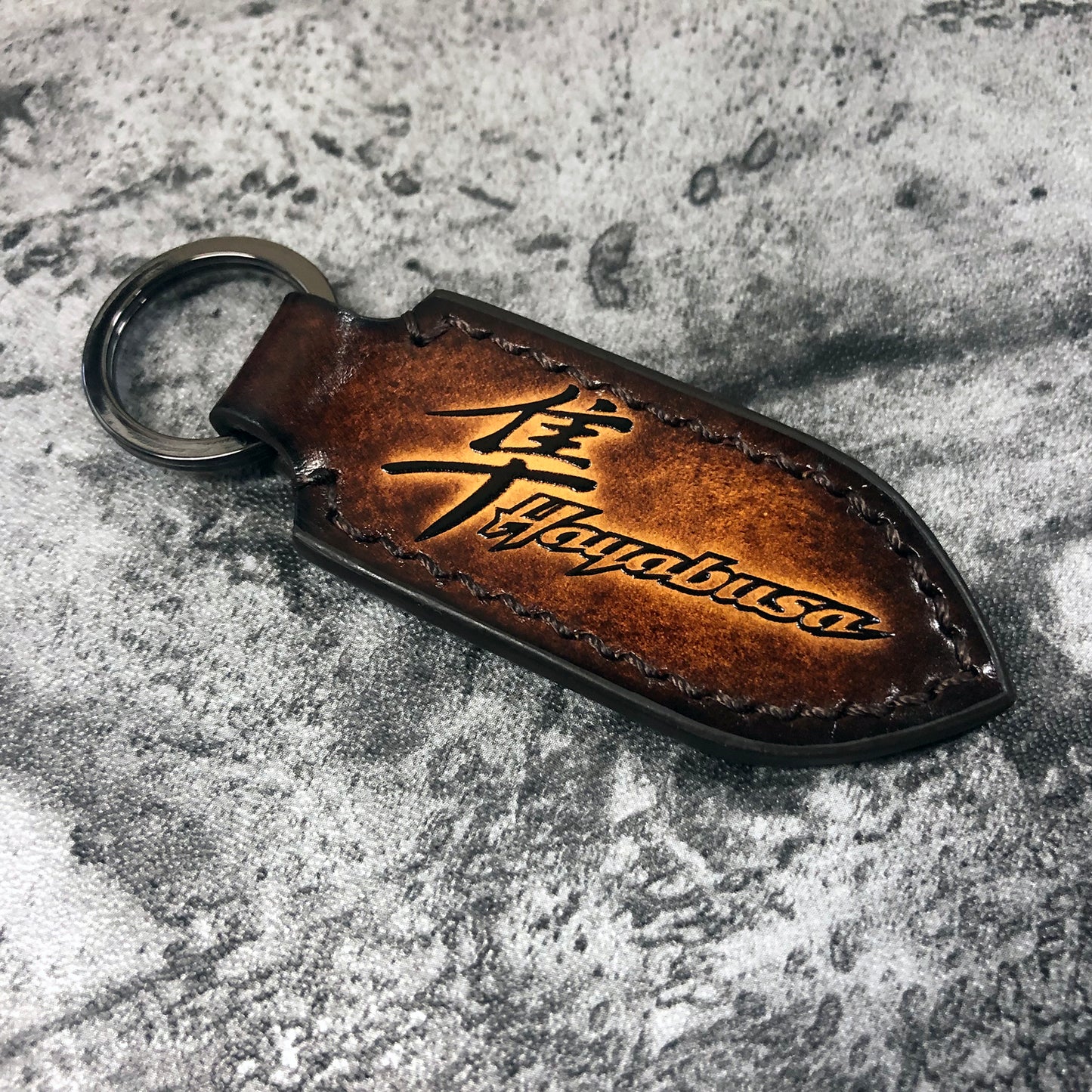 Handmade Hayabusa Leather Keychain – Brown