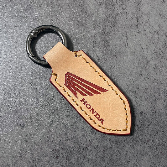 Honda motorcycle Natural Veg Tan Leather Keychain – hand Painted
