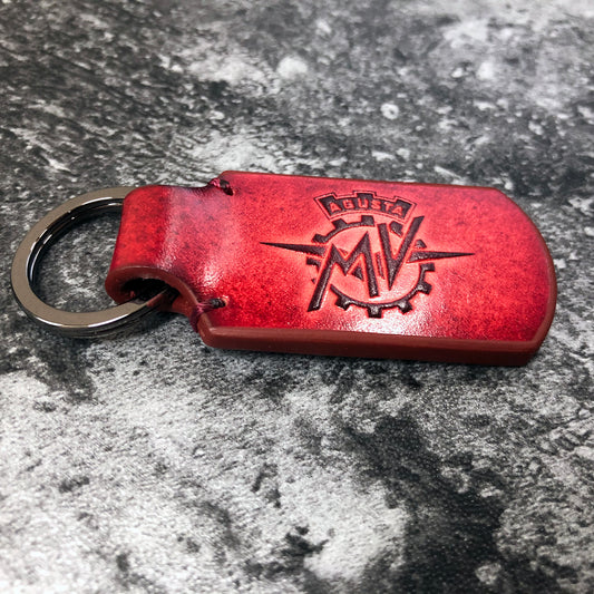 MV Agusta Leather Keychain – Rounded red