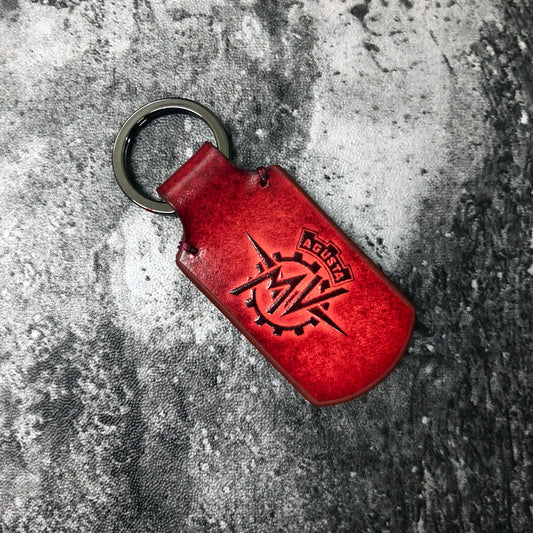 MV Agusta Leather Keychain – Rounded red