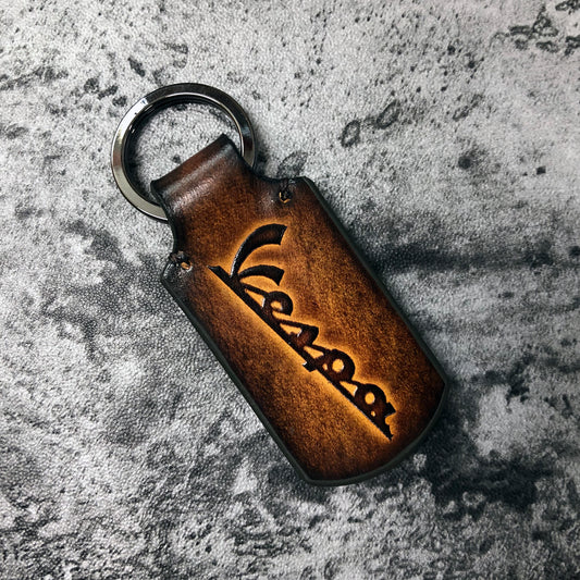 Vespa Leather Keychain – Rounded Brown