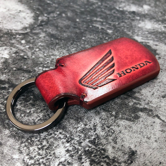 Honda Wing Logo Leather Keychain - Red