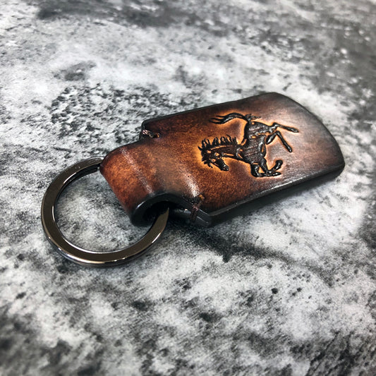 Ferrari Logo Handmade Leather Keychain – Brown