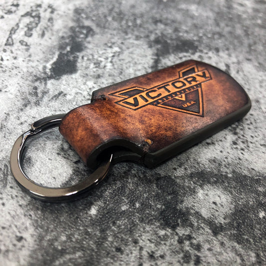 Victory Motorcycle Leather Keychain – Brown