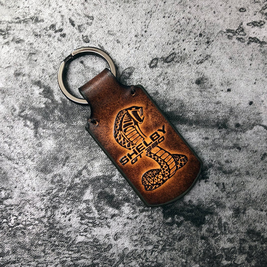 Shelby Gt350 Leather Keychain – Brown