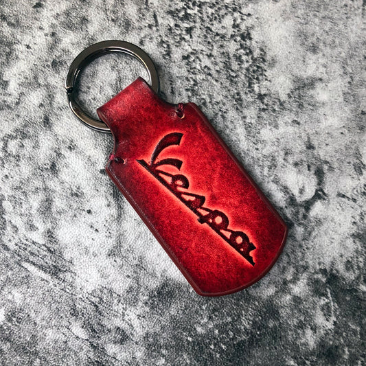 Vespa Leather Keychain – Rounded red