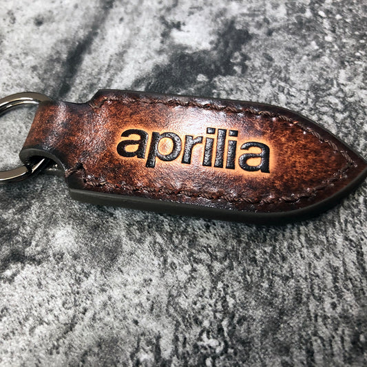 Handmade Aprilia Leather Keychain – Pointed Brown