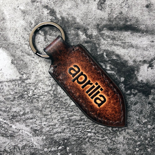 Handmade Aprilia Leather Keychain – Pointed Brown