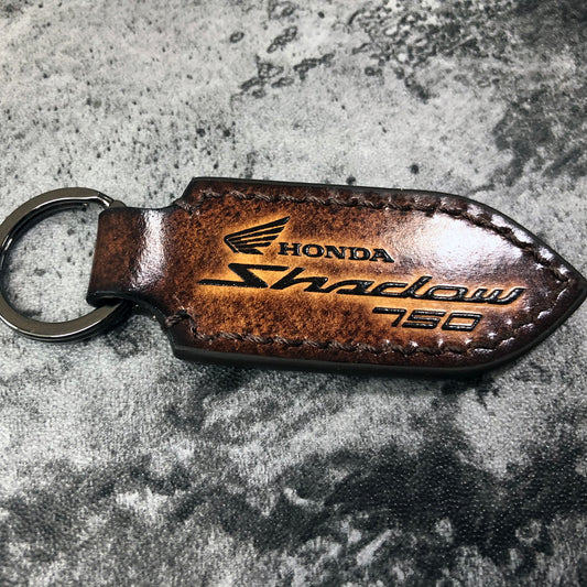 Honda Shadow 750 Leather Keychain – Pointed Brown