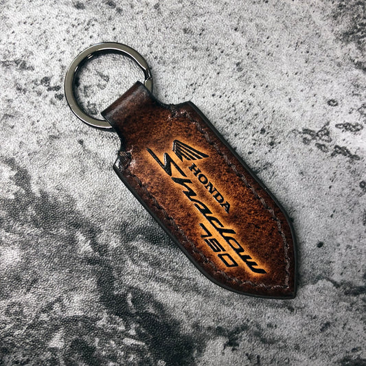 Honda Shadow 750 Leather Keychain – Pointed Brown