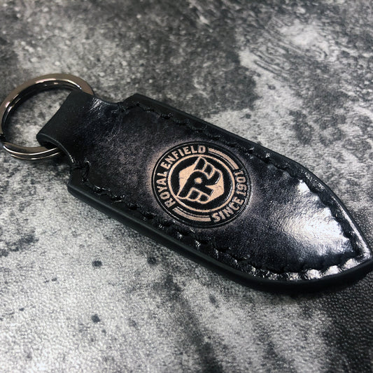 Handmade Royal Enfield Leather Keychain – Black