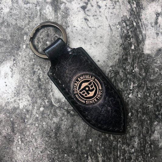 Handmade Royal Enfield Leather Keychain – Black