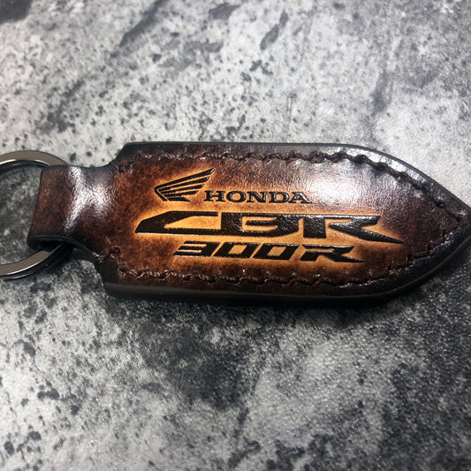 Honda CBR300R Leather Keychain – Pointed Brown