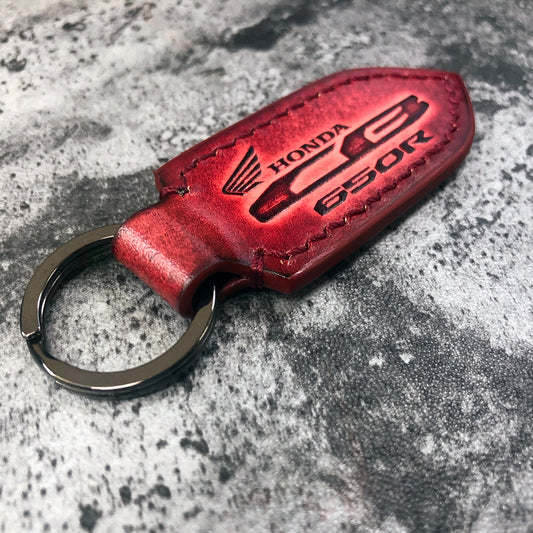 Handmade Honda CB650R Leather Keychain – Red