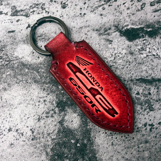 Handmade Honda CB650R Leather Keychain – Red
