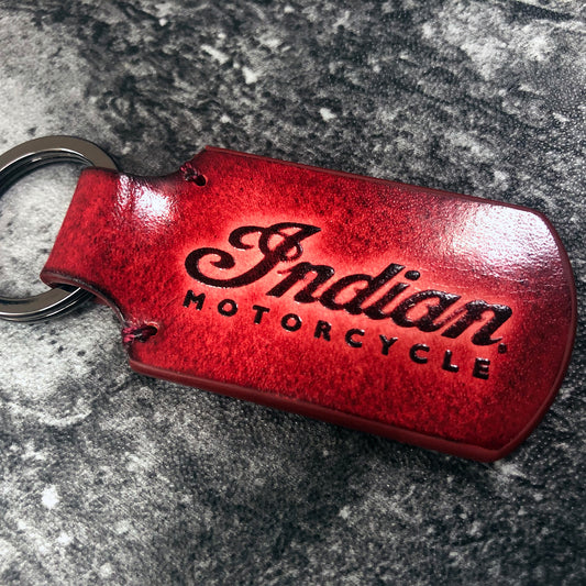 Indian Motorcycle Handmade Leather Keychain-Red