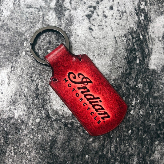 Indian Motorcycle Handmade Leather Keychain-Red