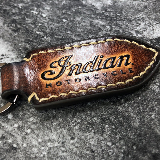 Indian Motorcycle Leather Keychain – Pointed Brown