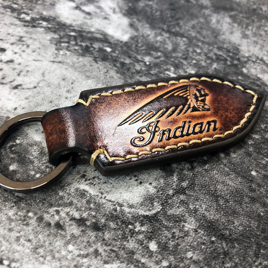 Indian Motorcycle Leather Keychain – Chief Brown