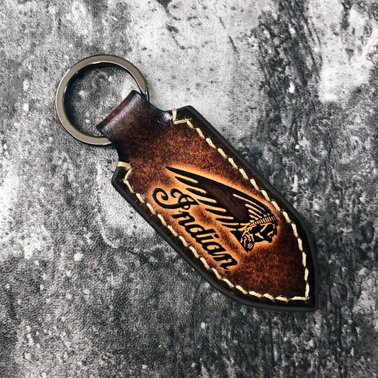 Indian Motorcycle Leather Keychain – Chief Brown