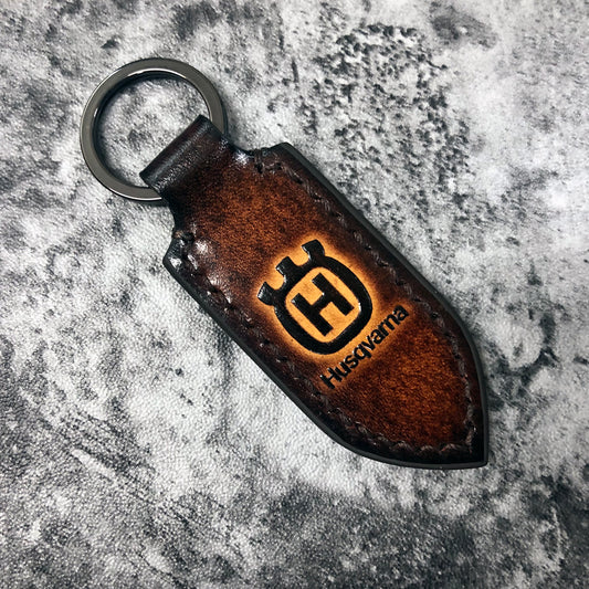 Husqvarna Leather Keychain – Brown