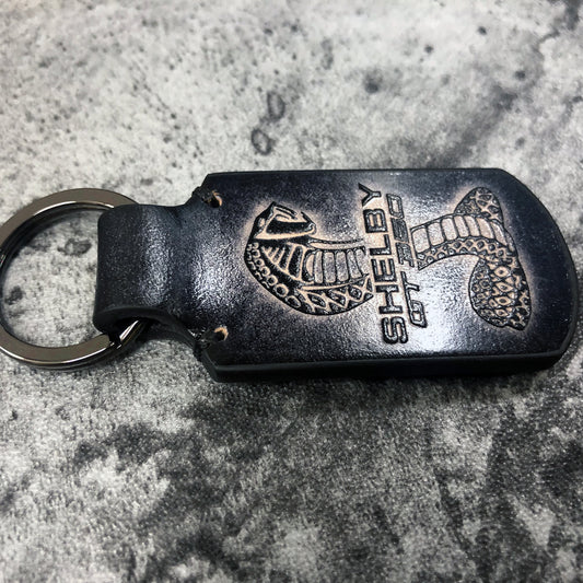 Handmade Shelby Gt350 Leather Keychain – Black