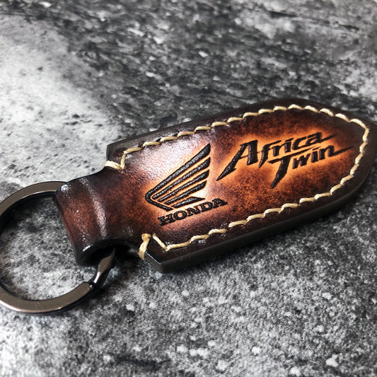 Handmade Honda Africa Twin Leather Keychain – Brown