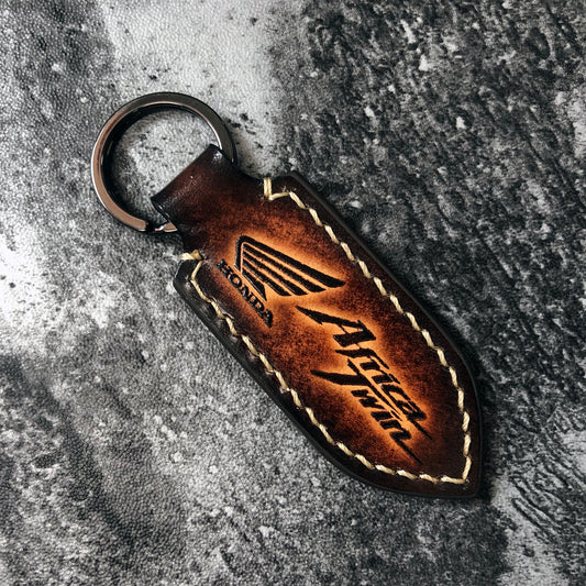 Handmade Honda Africa Twin Leather Keychain – Brown