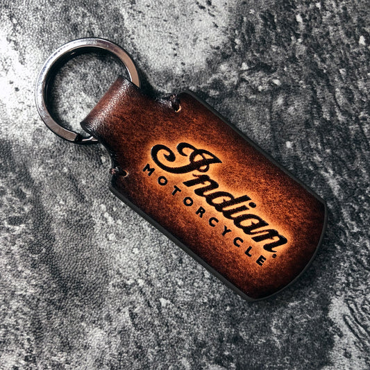Handmade Indian Motorcycle Leather Keychain – brown