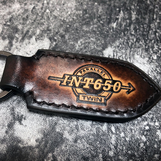 Handmade Interceptor 650 Leather Keychain – Brown
