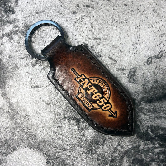 Handmade Interceptor 650 Leather Keychain – Brown