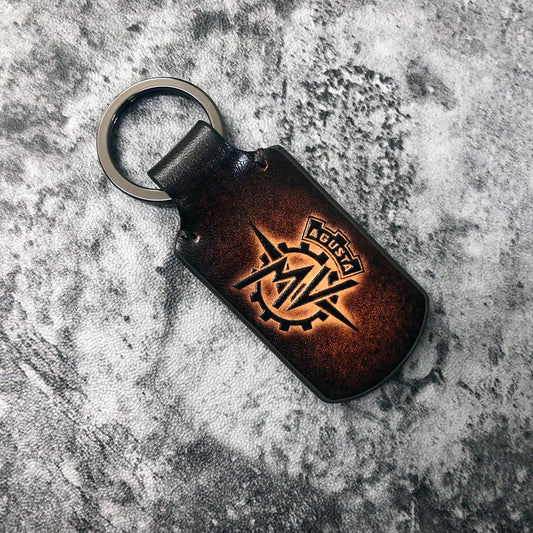MV Agusta Leather Keychain – Rounded Rectangle Brown