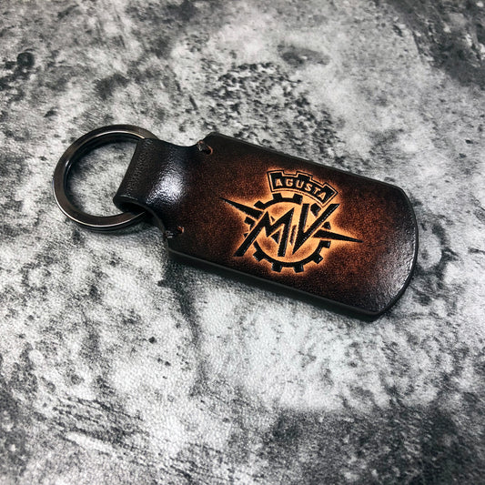 MV Agusta Leather Keychain – Rounded Rectangle Brown