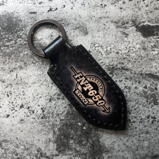 Handmade Interceptor 650 Leather Keychain – Black