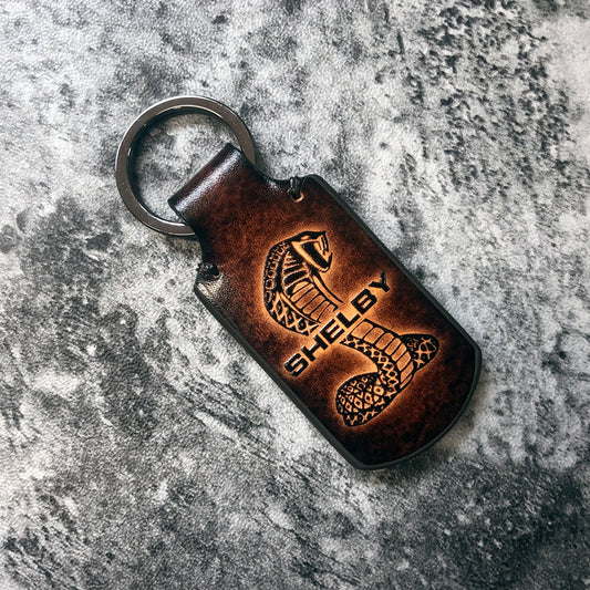Shelby Cobra Leather Keychain – Brown