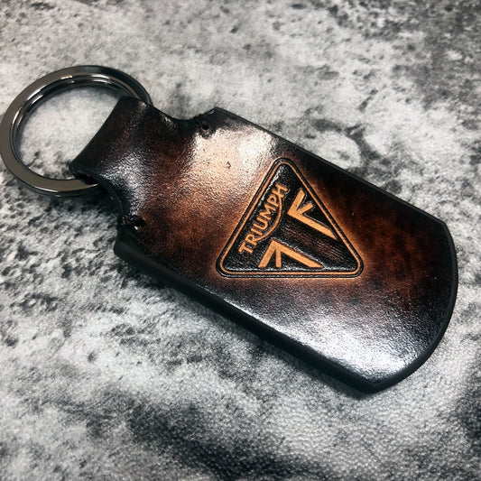 Handmade Triumph Rounded Rectangle Keychain – brown