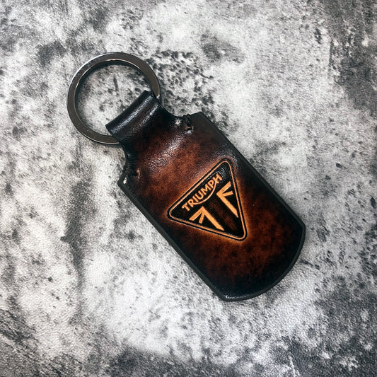 Handmade Triumph Rounded Rectangle Keychain – brown