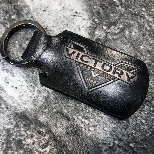 Handmade Victory Motorcycle Leather Keychain – Black