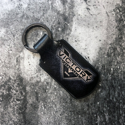 Handmade Victory Motorcycle Leather Keychain – Black