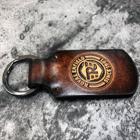 Handmade Royal Enfield Rounded Leather Keychain –Brown