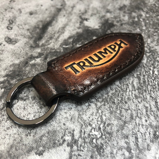 Handmade Triumph Letter Logo Keychain – brown